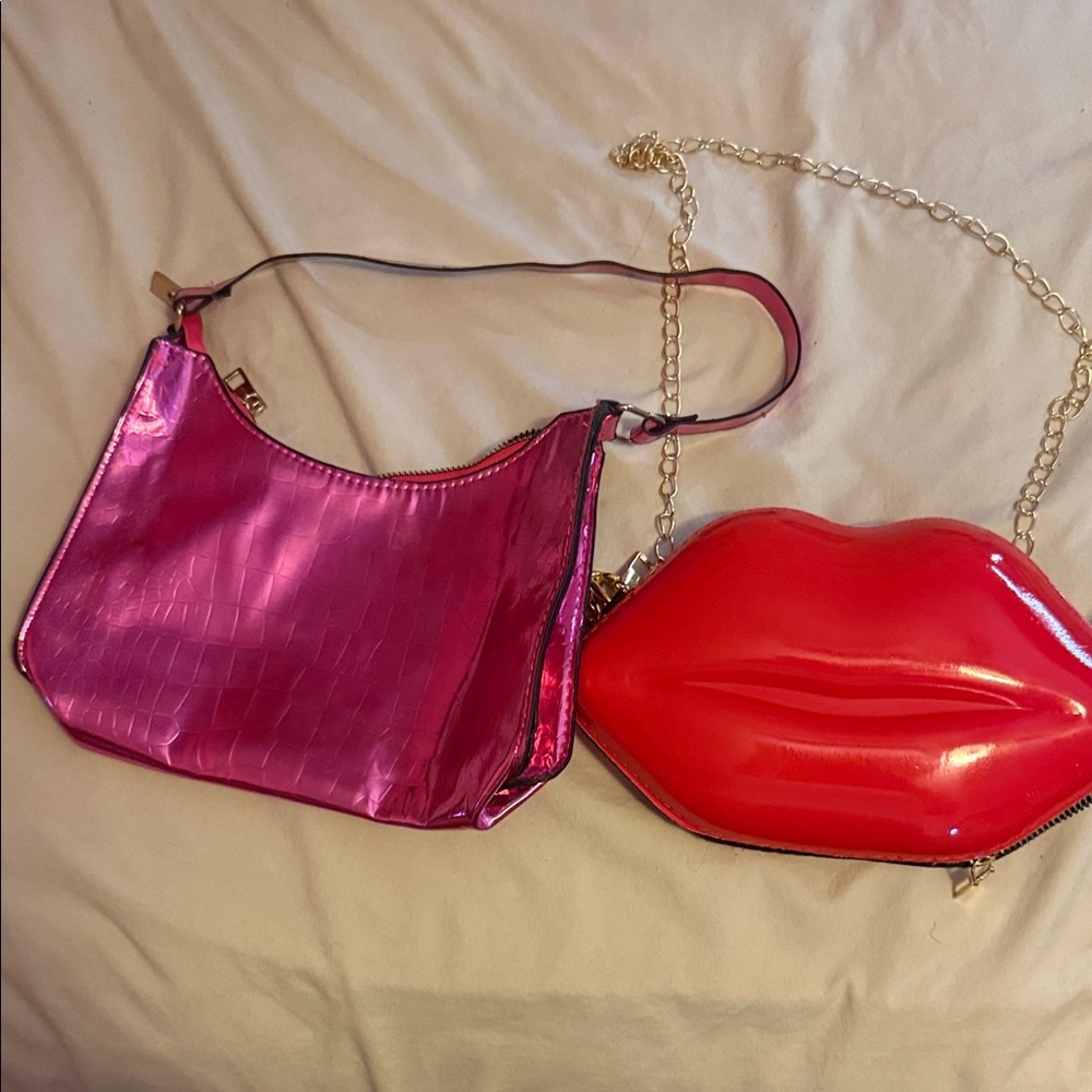 Stylish Pink and Red Women's Bag Set
